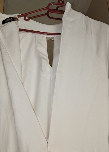 Midi beyaz elbise - Görsel 6