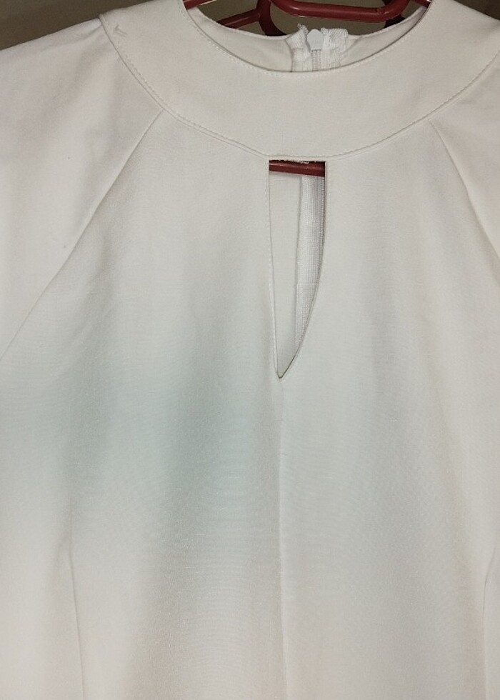 Midi beyaz elbise - Görsel 3