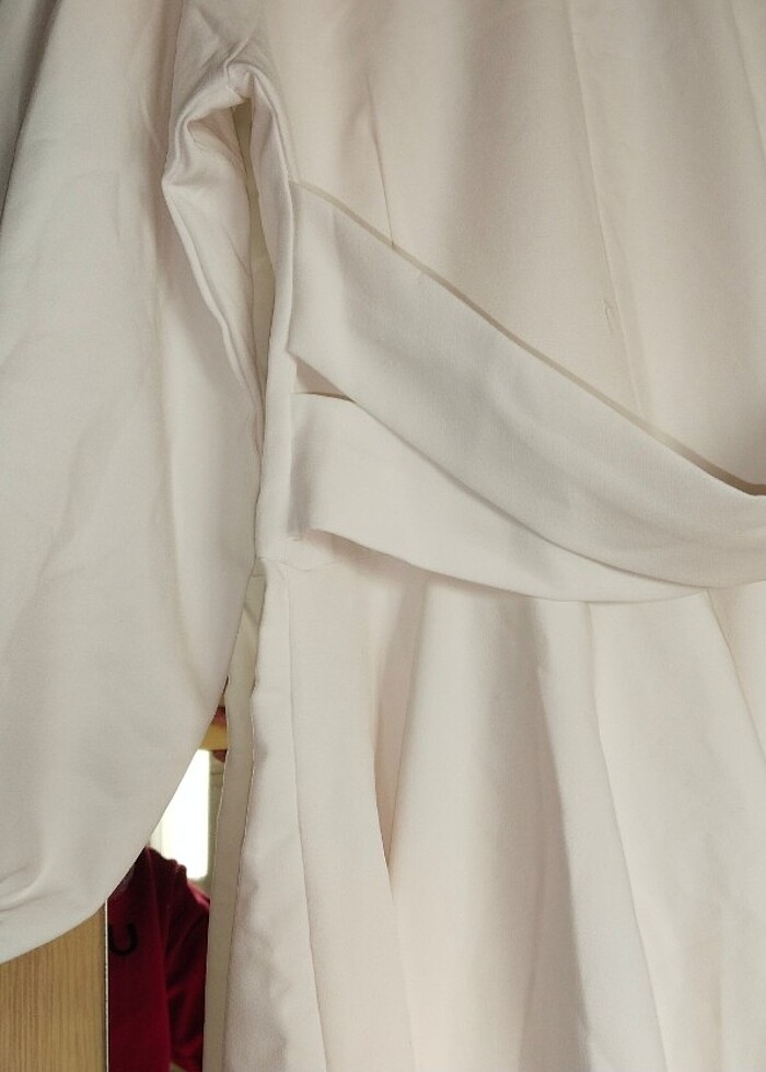 Midi beyaz elbise - Görsel 4