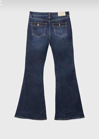 32 Beden lacivert Renk Stradivarius D04 Düşük Bel İspanyol Paça Jean