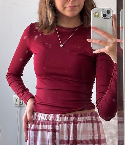 Bordo Uzun Kollu Body/ Bluz