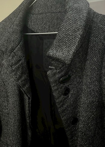 Düğmeli Gri Midi Kadın Kaban - Görsel 3