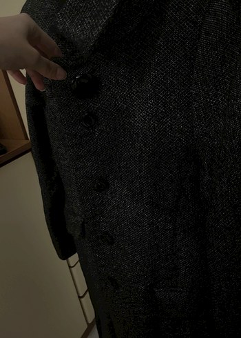 Düğmeli Gri Midi Kadın Kaban - Görsel 2