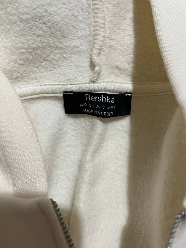 Kadın Beyaz Bele Oturan Fermuarlı Sweatshirt - Görsel 3