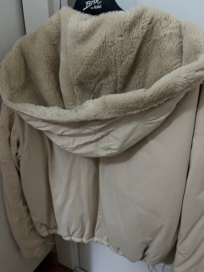 Bej Düğmeli Midi Street Style Kadın Ceket - Görsel 4