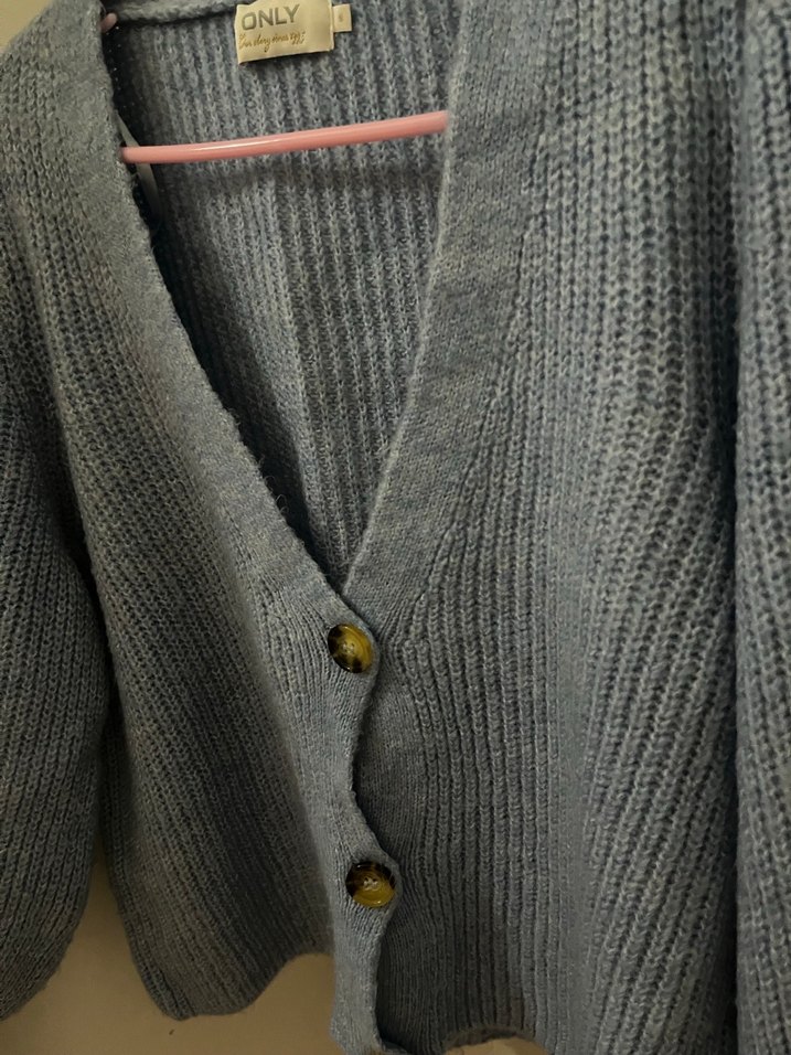 Gri V Yaka Örgü Kadın Hırka - Görsel 3