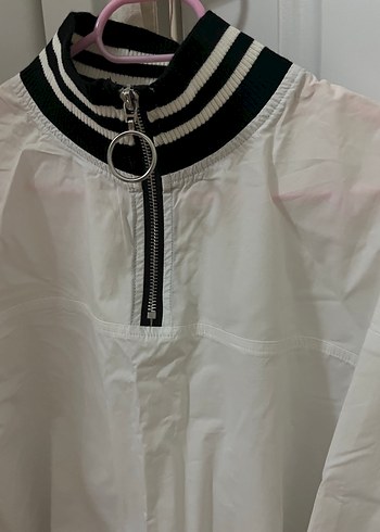 Yarım Fermuarlı Beyaz Poplin Sweat - Görsel 3