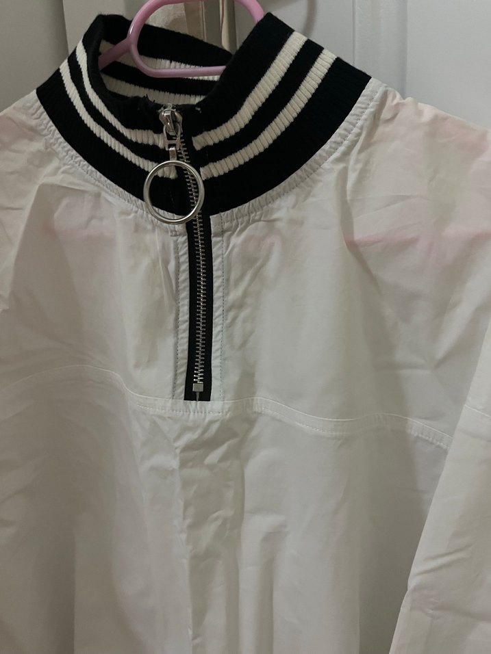 Yarım Fermuarlı Beyaz Poplin Sweat - Görsel 3