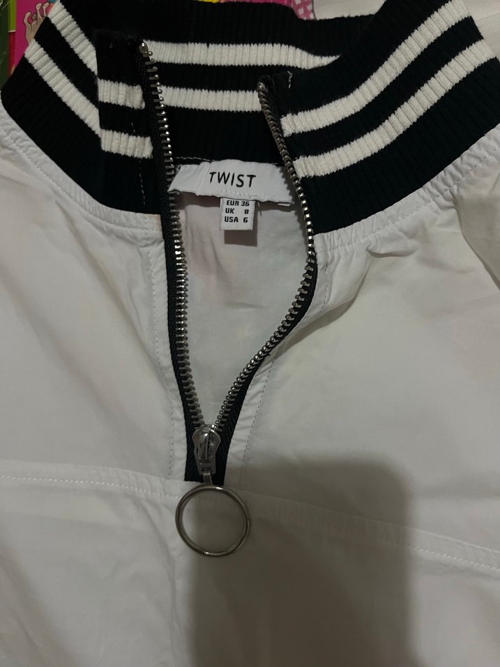 Yarım Fermuarlı Beyaz Poplin Sweat - Görsel 2