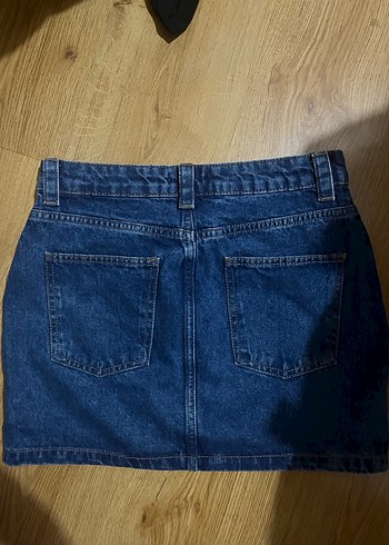 Lacivert Denim Mini Etek - Görsel 3