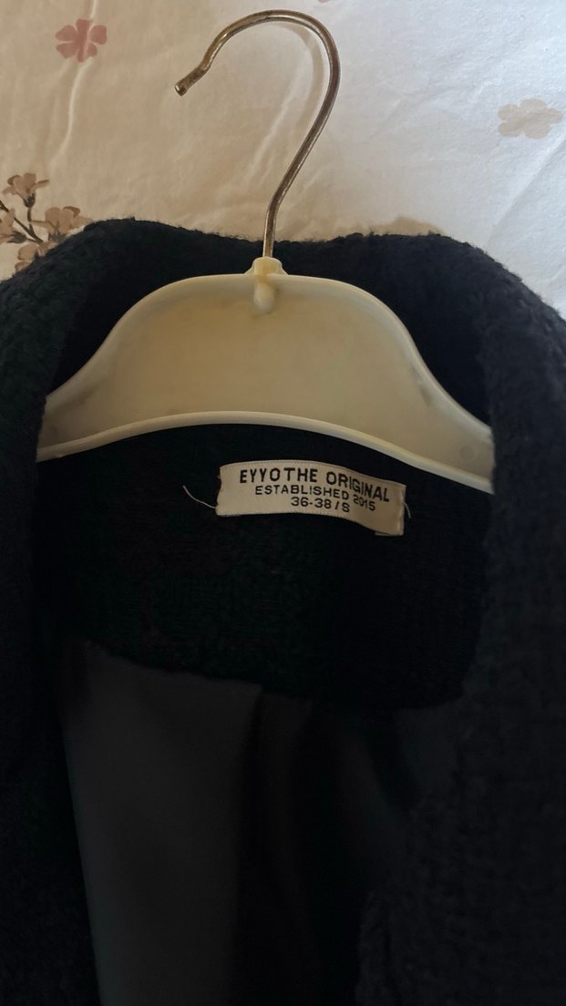 Düğmeli Siyah Midi Kadın Blazer - Görsel 2