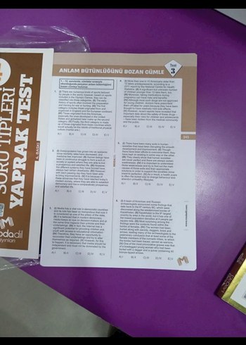 YKS-Dil İngilizce Soru Tipleri 4 Yaprak Test - Görsel 2