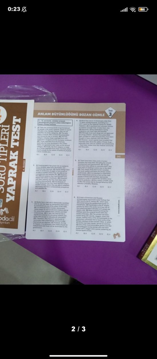 YKS-Dil İngilizce Soru Tipleri 4 Yaprak Test - Görsel 2