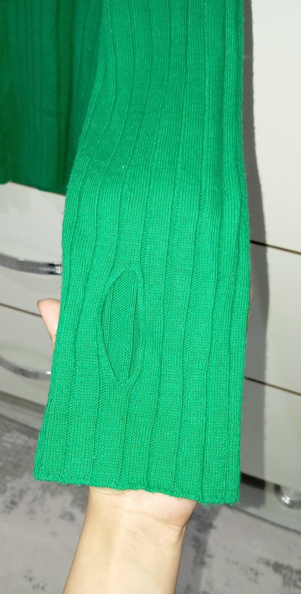 Yeşil Triko Uzun Kollu Kadın Kazak - Görsel 2