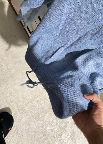 Bebek mavisi V Yaka Örgü Kadın Kazak - Görsel 2