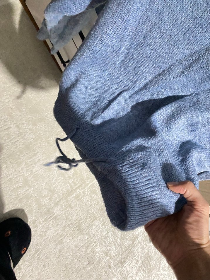 Bebek mavisi V Yaka Örgü Kadın Kazak - Görsel 2