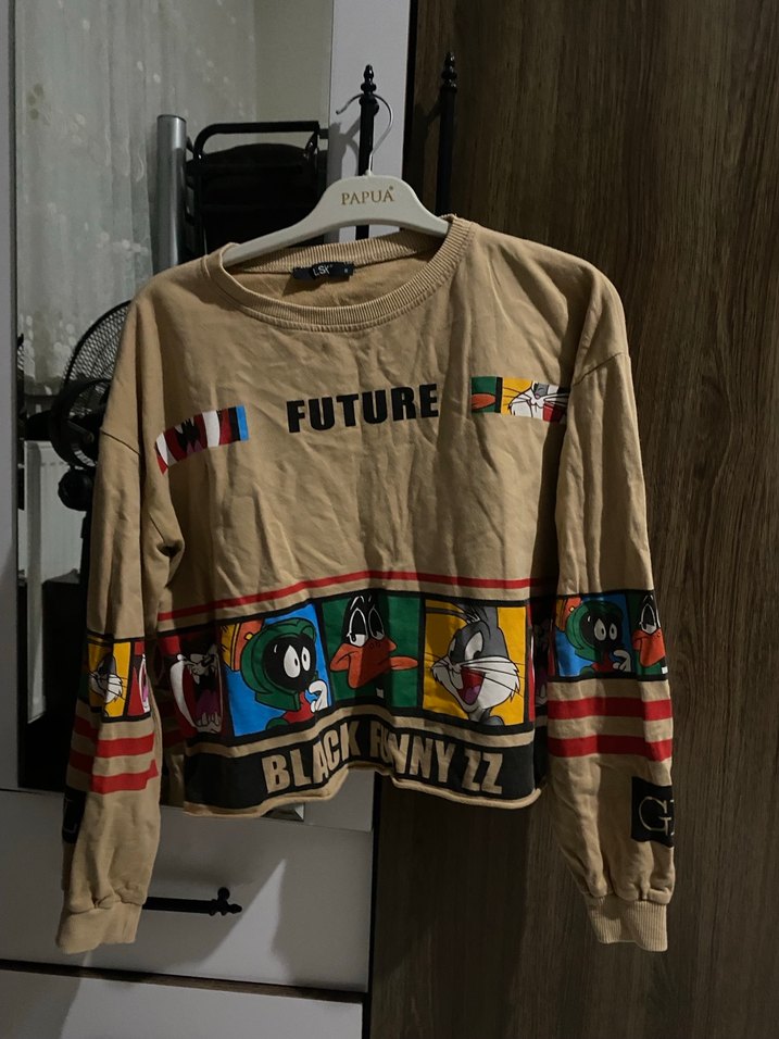 Bej Baskılı Sweatshirt - Görsel 4