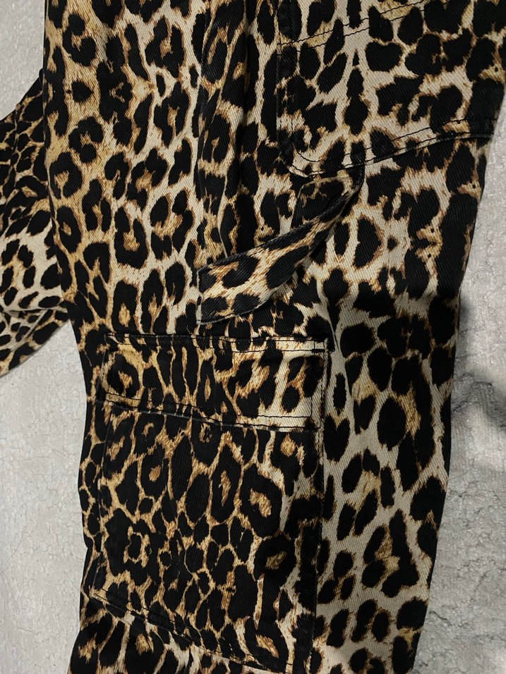 Kızlar için Leopar Desenli Bol Kesim kargo Pantolon - Görsel 5