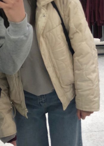 Düğmeli Beyaz Kadın ceket mont - Görsel 4