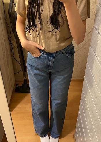 Kadın Gri Denim Regular Fit Midi Jean - Görsel 3