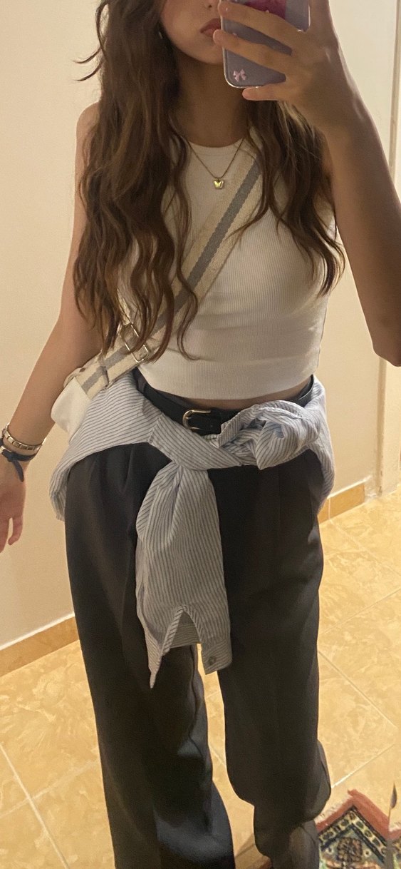 Düğmeli Gri Kadın Kumaş Pantolon - Görsel 2