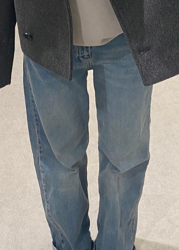 Mavi Bol Kesim Midi Kadın Kot Pantolon - Görsel 2