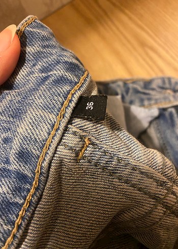 Mavi Bol Kesim Midi Kadın Kot Pantolon - Görsel 3