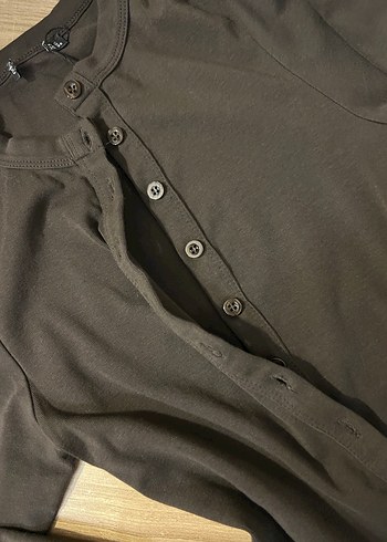 Düğmeli Kahverengi bluz Hırka - Görsel 2