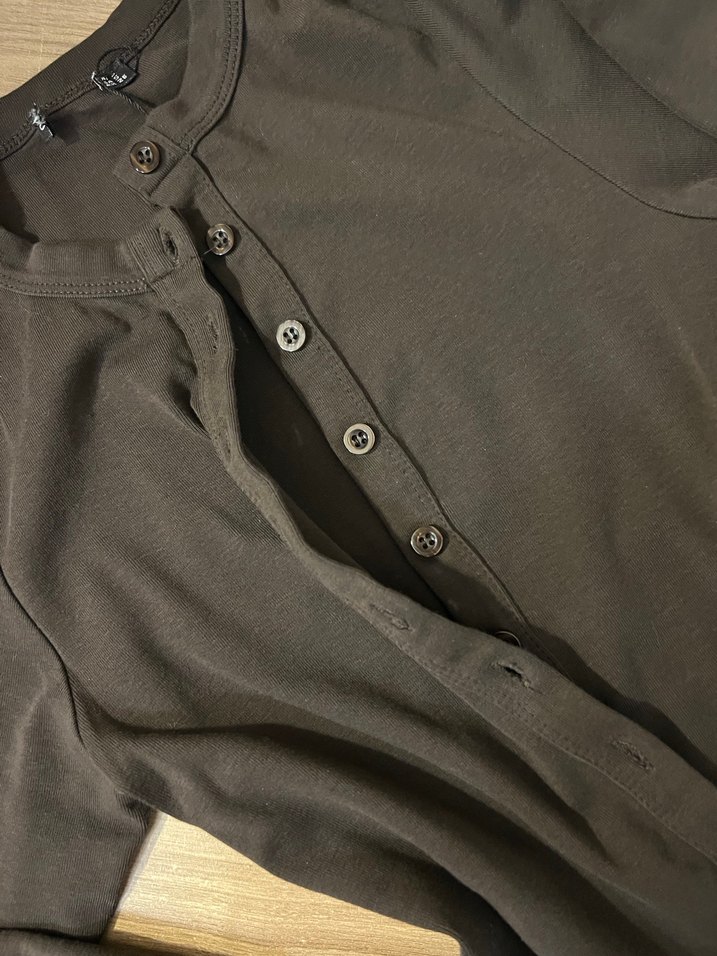 Düğmeli Kahverengi bluz Hırka - Görsel 2