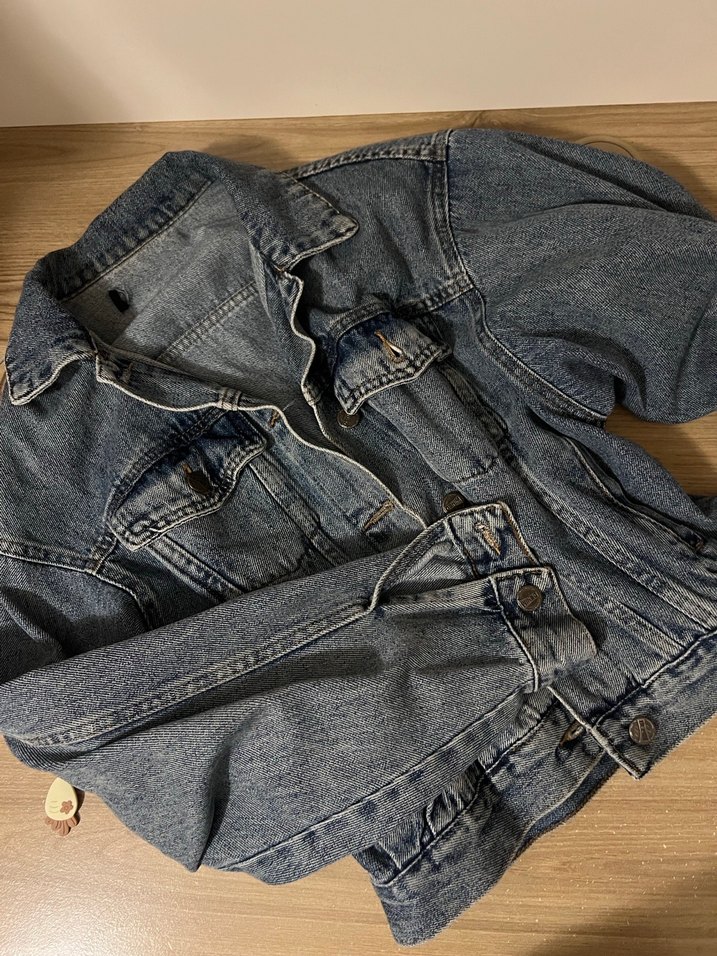 Düğmeli Kadın Denim Kot Ceket Midi Boy - Görsel 2