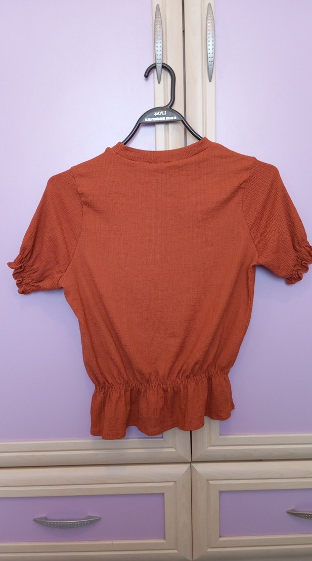 Keten Kahverengi Fırfırlı Bluz - Görsel 2