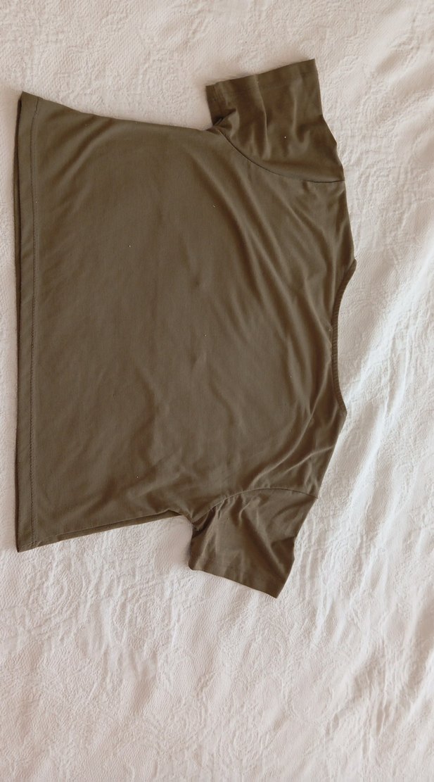 Bej Basic,Kayık Yaka, Kısa Kollu - Görsel 2