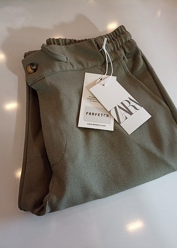 Zara Kadın Haki Kumaş Pantolon Fermuarlı