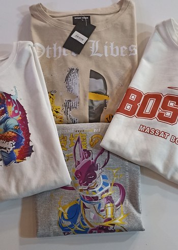 m Beden beyaz Renk Baskılı Kadın Kısa Kollu Beyaz Tişört