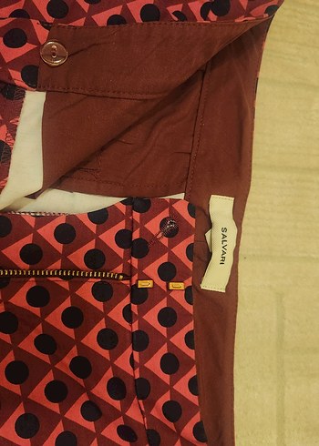 bay bayan Kırmızı Desenli Bermuda Şort - Görsel 2