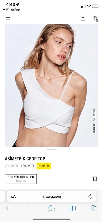 zara beyaz asimetrik crop