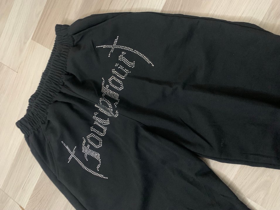 Unisex Siyah Taşlı Loose Fit Eşofman Takımı - Görsel 4