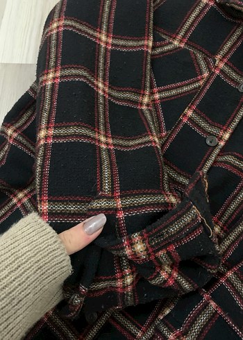 Kahverengi Ekose Düğmeli Unisex Gömlek - Görsel 3