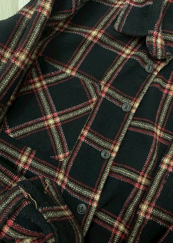 Kahverengi Ekose Düğmeli Unisex Gömlek - Görsel 4