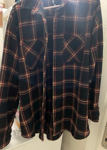 Kahverengi Ekose Düğmeli Unisex Gömlek - Görsel 5