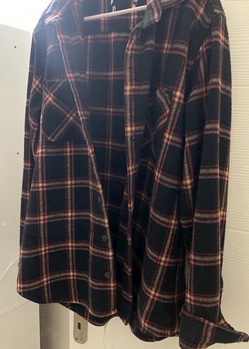 Kahverengi Ekose Düğmeli Unisex Gömlek - Görsel 6