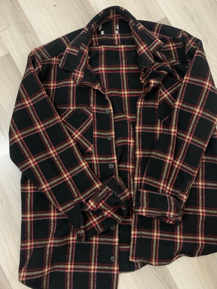 Kahverengi Ekose Düğmeli Unisex Gömlek - Görsel 2