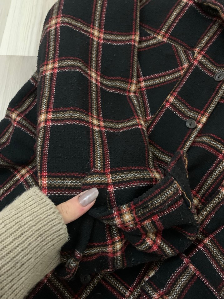 Kahverengi Ekose Düğmeli Unisex Gömlek - Görsel 3