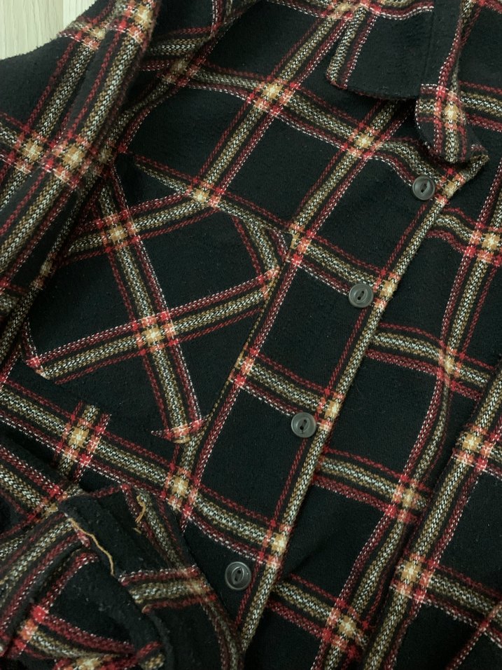 Kahverengi Ekose Düğmeli Unisex Gömlek - Görsel 4