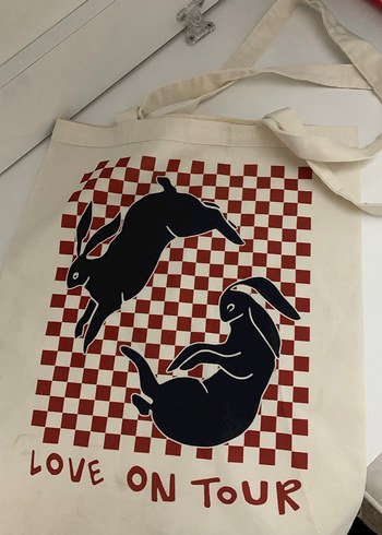 Baskılı Beyaz Kadın Bez Çanta - Görsel 4