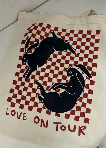 Baskılı Beyaz Kadın Bez Çanta - Görsel 5