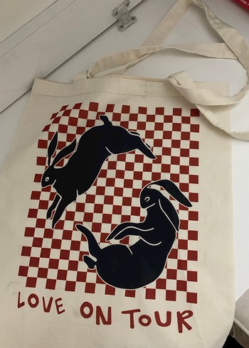 Baskılı Beyaz Kadın Bez Çanta - Görsel 2