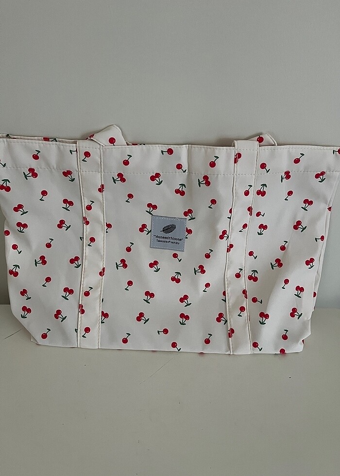 Plaj çantası kiraz desenli - Görsel 2