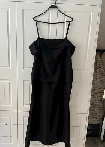 Siyah Kadın Uzun Drapeli Elbise - Görsel 2