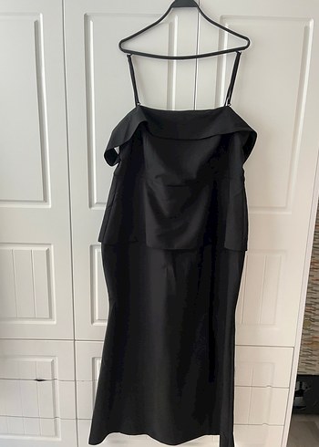 Siyah Kadın Uzun Drapeli Elbise - Görsel 3